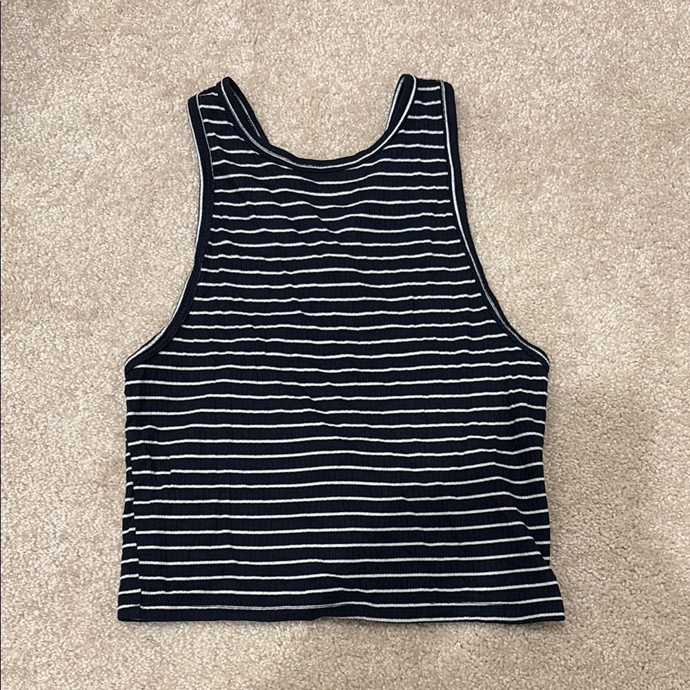 Hollister Black and White Striped Tank Top